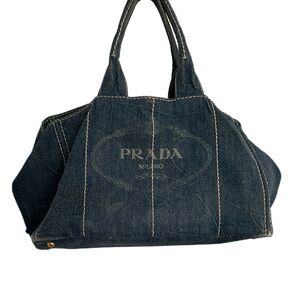 Prada Canapa Denim Large Tote Bag